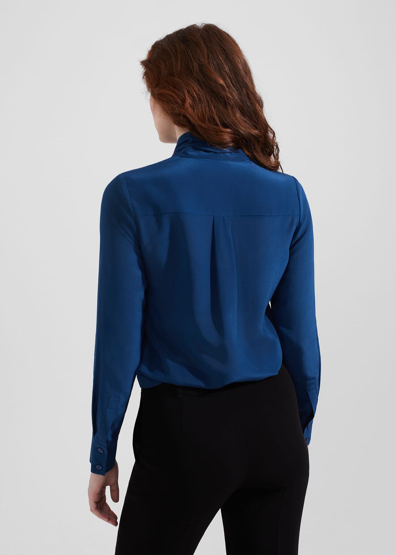 Macey Silk Blouse, Steel Blue, hi-res