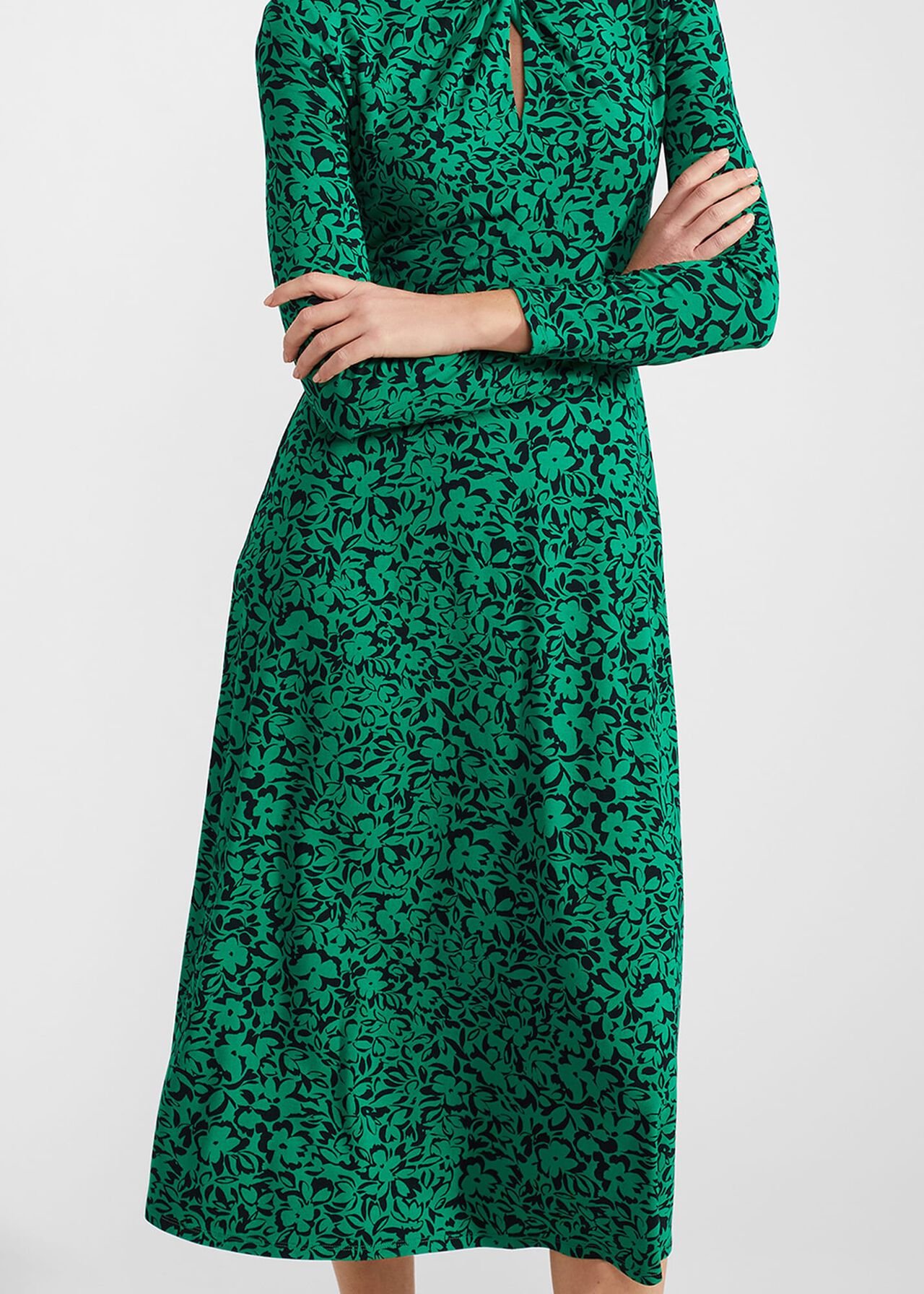 Yasmin Jersey Dress, Green Navy, hi-res