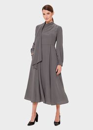 Eleanora Silk Dress, Navy Ivory, hi-res