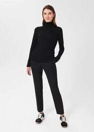 Lara Merino Wool Roll Neck Sweater, Black, hi-res