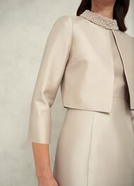 Katherine Wool Silk Jacket, Oyster, hi-res