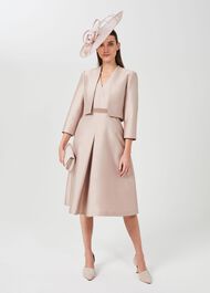 Alberta Silk Wool Jacket, Oyster, hi-res