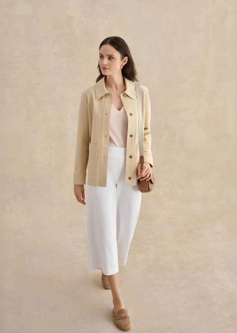 Arianna Cotton Slub V Neck T-Shirt, Pale Pink, hi-res