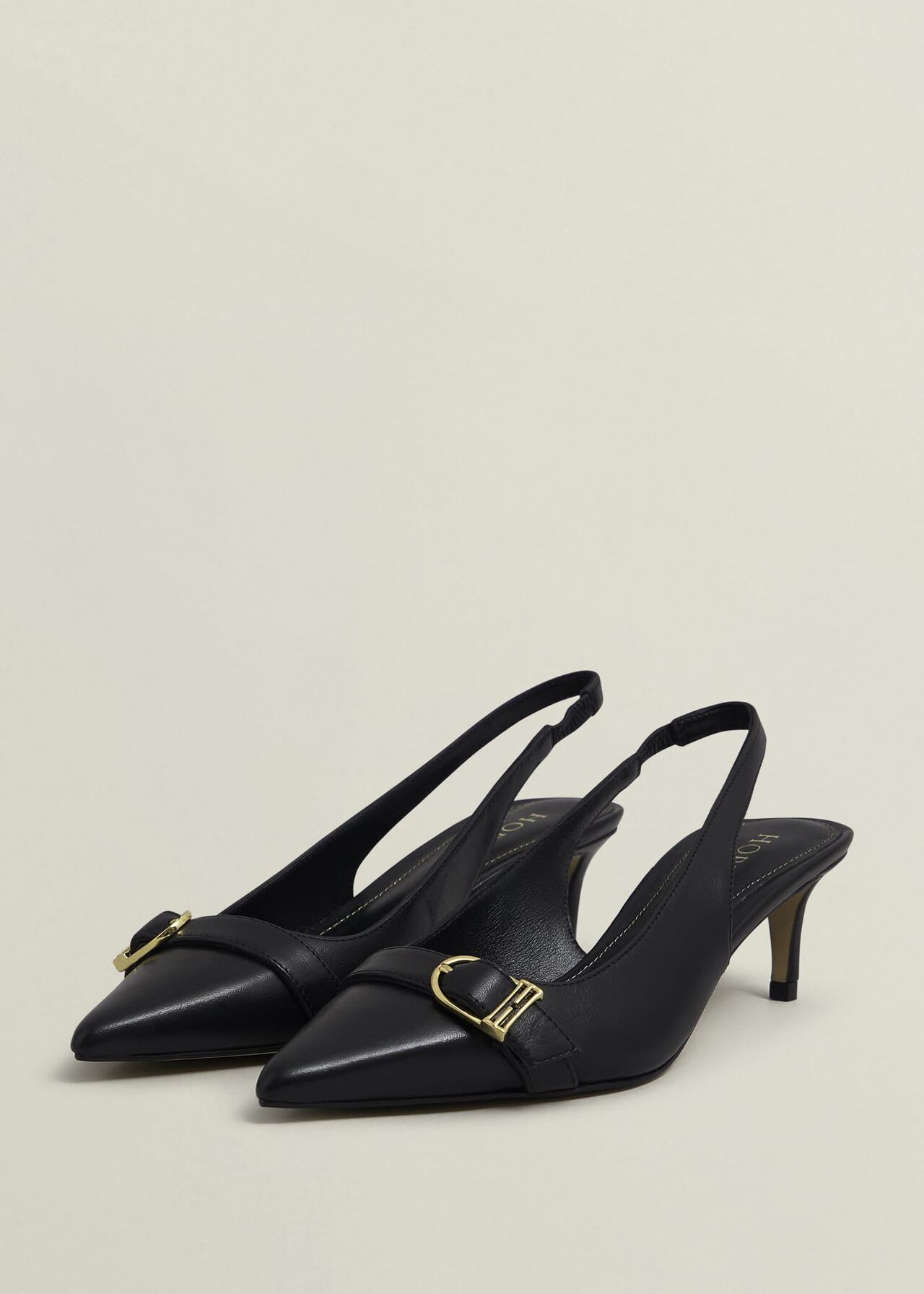 Jude Leather Slingbacks, Black, hi-res