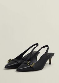 Jude Leather Slingbacks, Black, hi-res