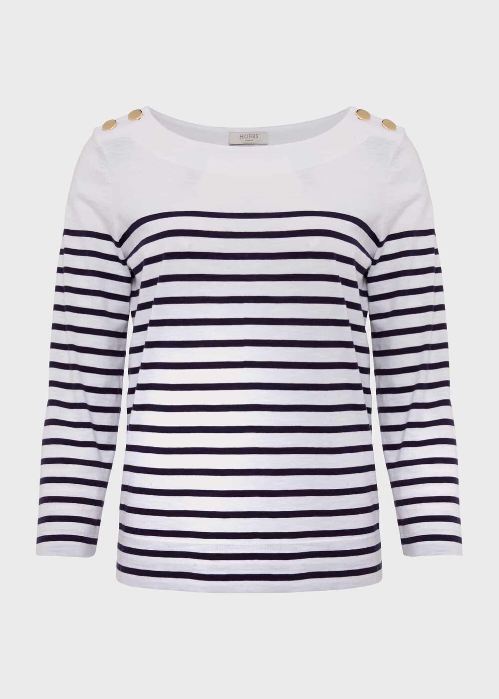 Kirsty Cotton Slub Top, White Navy, hi-res