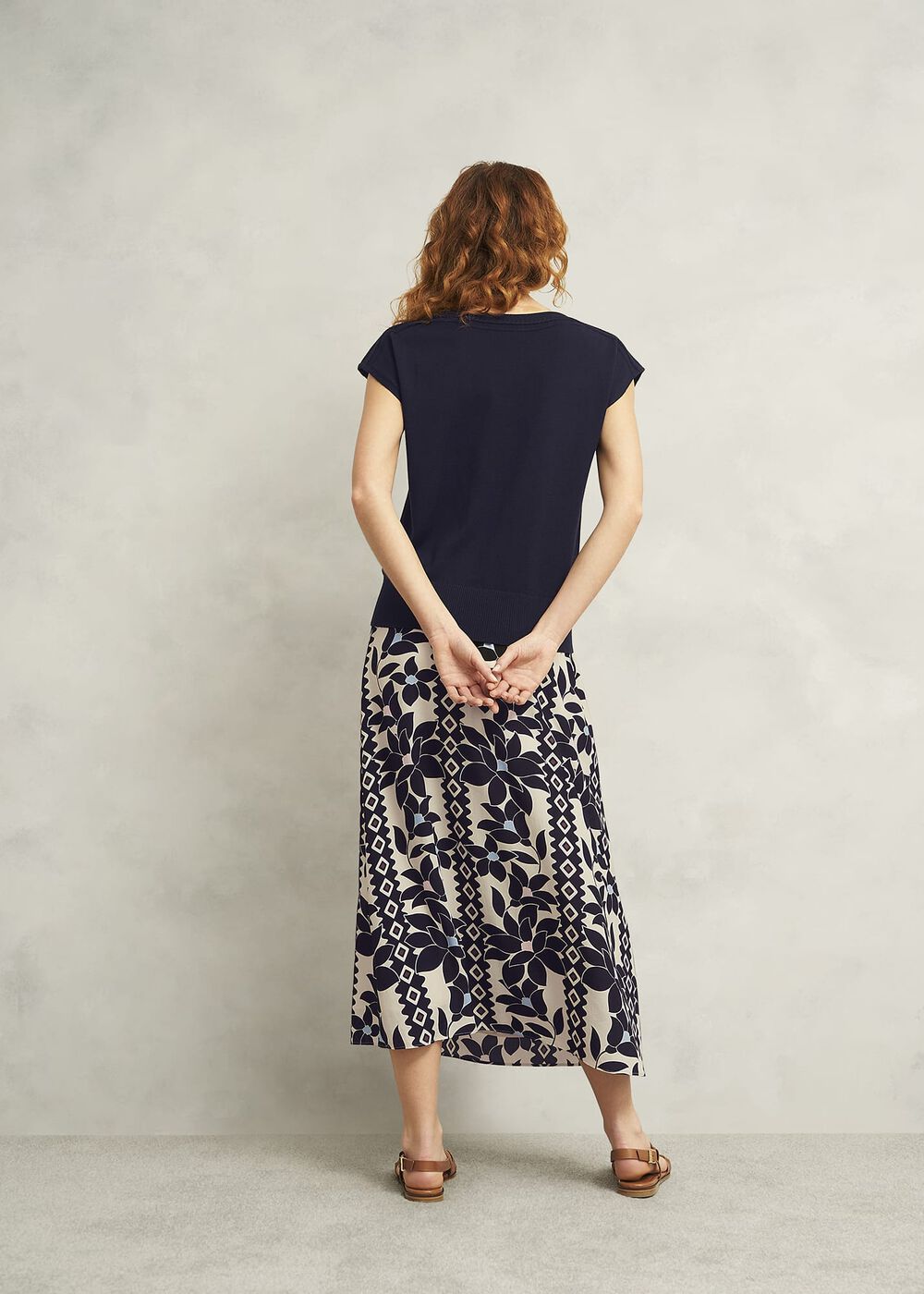 Addison Knitted Top with Wool, Hobbs Navy, hi-res
