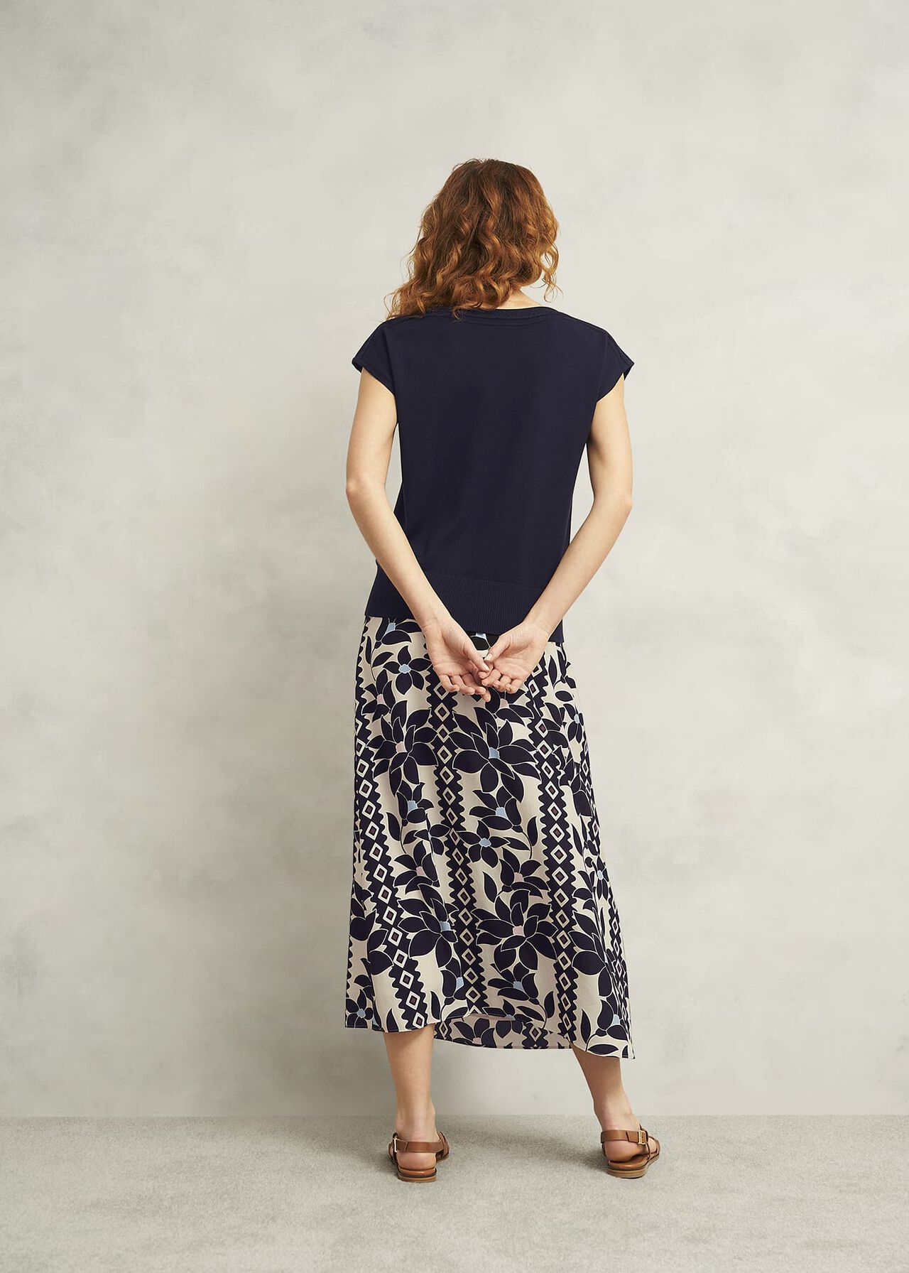 Addison Knitted Top with Wool, Hobbs Navy, hi-res