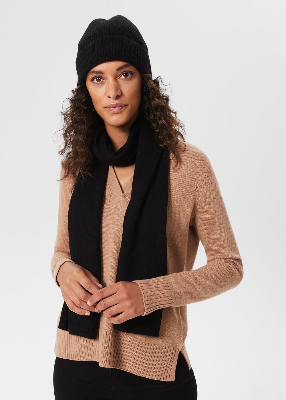 Mabel Cashmere Hat , Black, hi-res