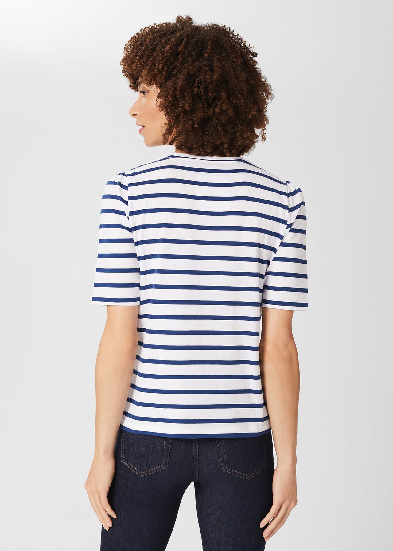 Eva Puff Sleeve Tee, Frnch Blue Whte, hi-res