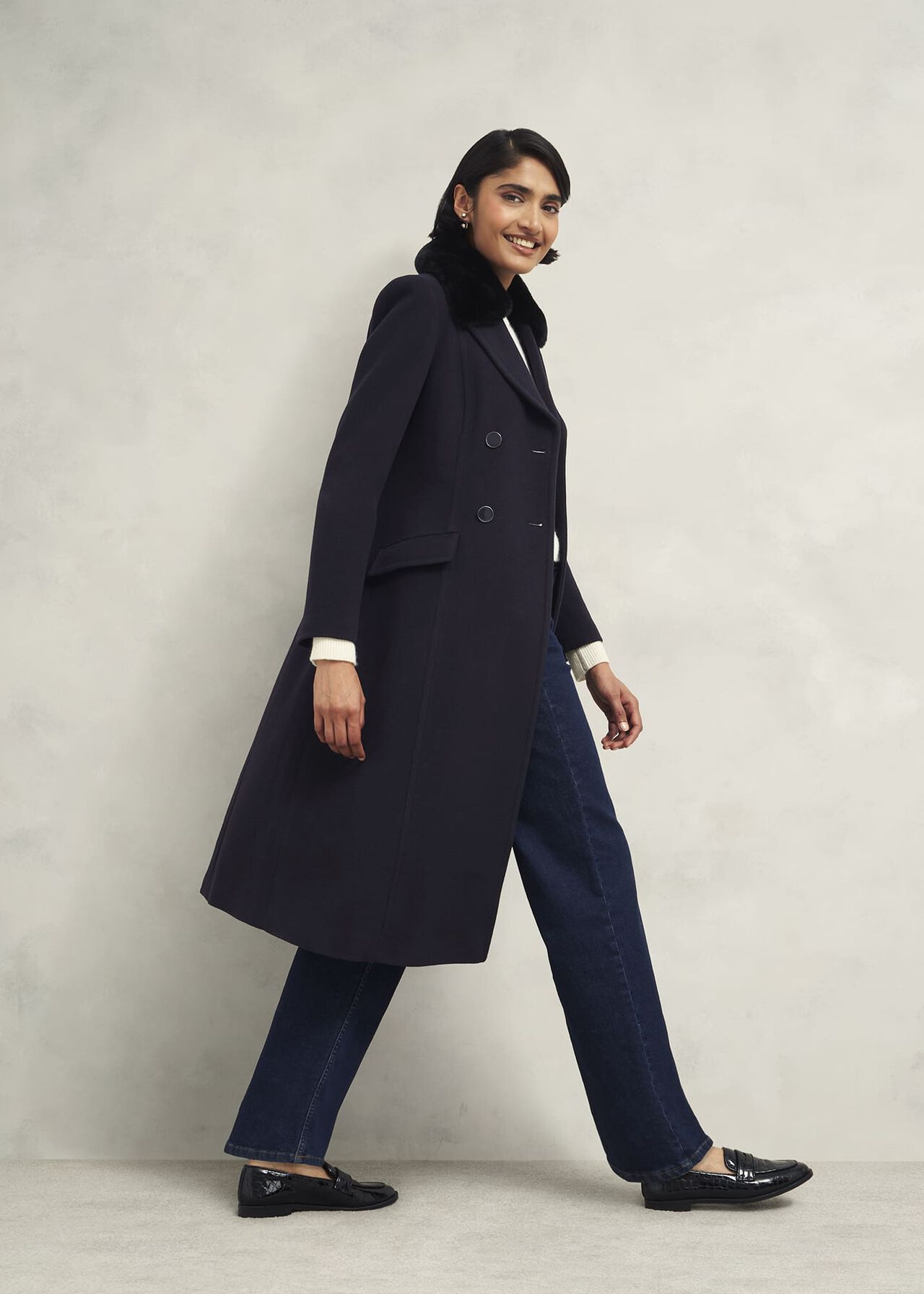 Marlene Wool Blend Coat, Navy, hi-res