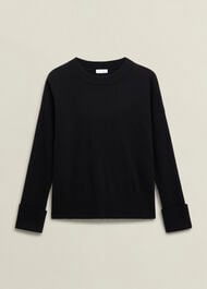 Darla Wool Blend Knitted Jumper, Black, hi-res