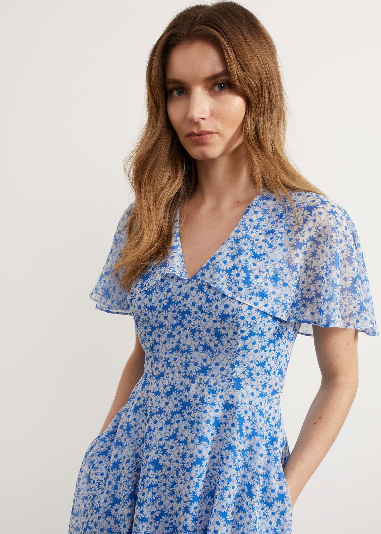 Forbury Paris Midi Dress, Blue Ivory, hi-res