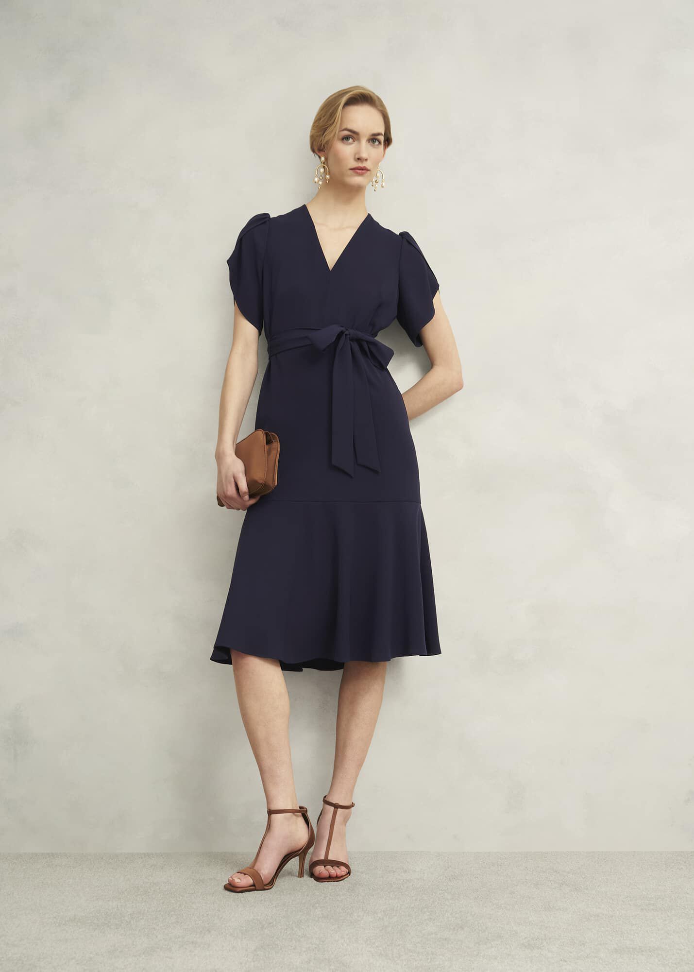【フェミニン】HOBBS LONDON / pricilla シンプル ミディドレス Pricilla Tie Midi Dress | Hobbs UK |