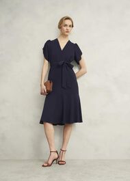Pricilla Tie Midi Dress, Midnight, hi-res