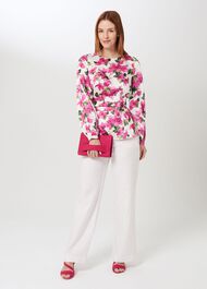 Rosie Floral Top, Ivory Fuchsia, hi-res