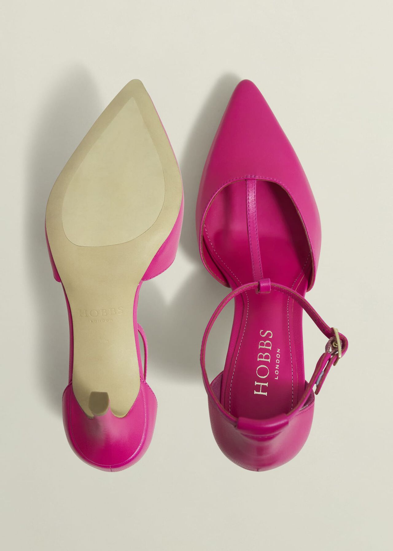 Alice T-Bar Leather Court Shoes, Zinnia Pink, hi-res