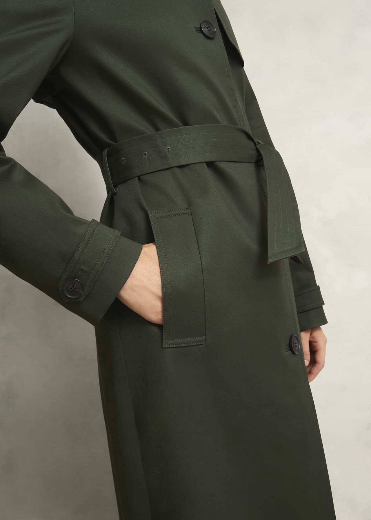 Hallie Shower Resistant Trench Coat, Woodland Green, hi-res