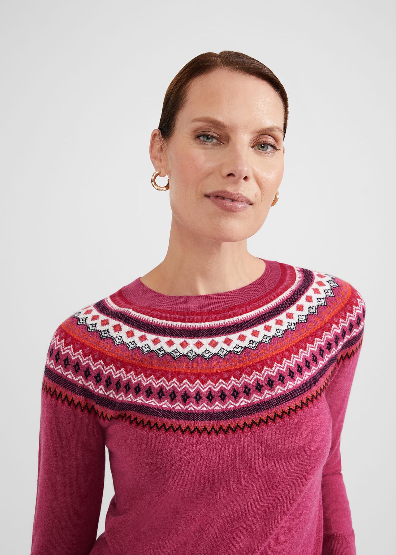 Greta Fairisle Jumper With Cashmere, Pink Multi, hi-res