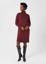 Maddie Knitted Dress, Mulberry Red, hi-res