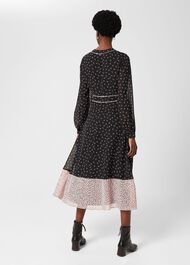 Heidi Printed Midi Dress, Black Pink, hi-res