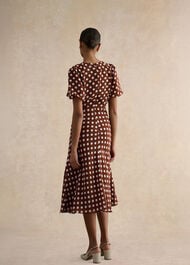 Dorothy Spot Midi Dress, Brown Ivory, hi-res