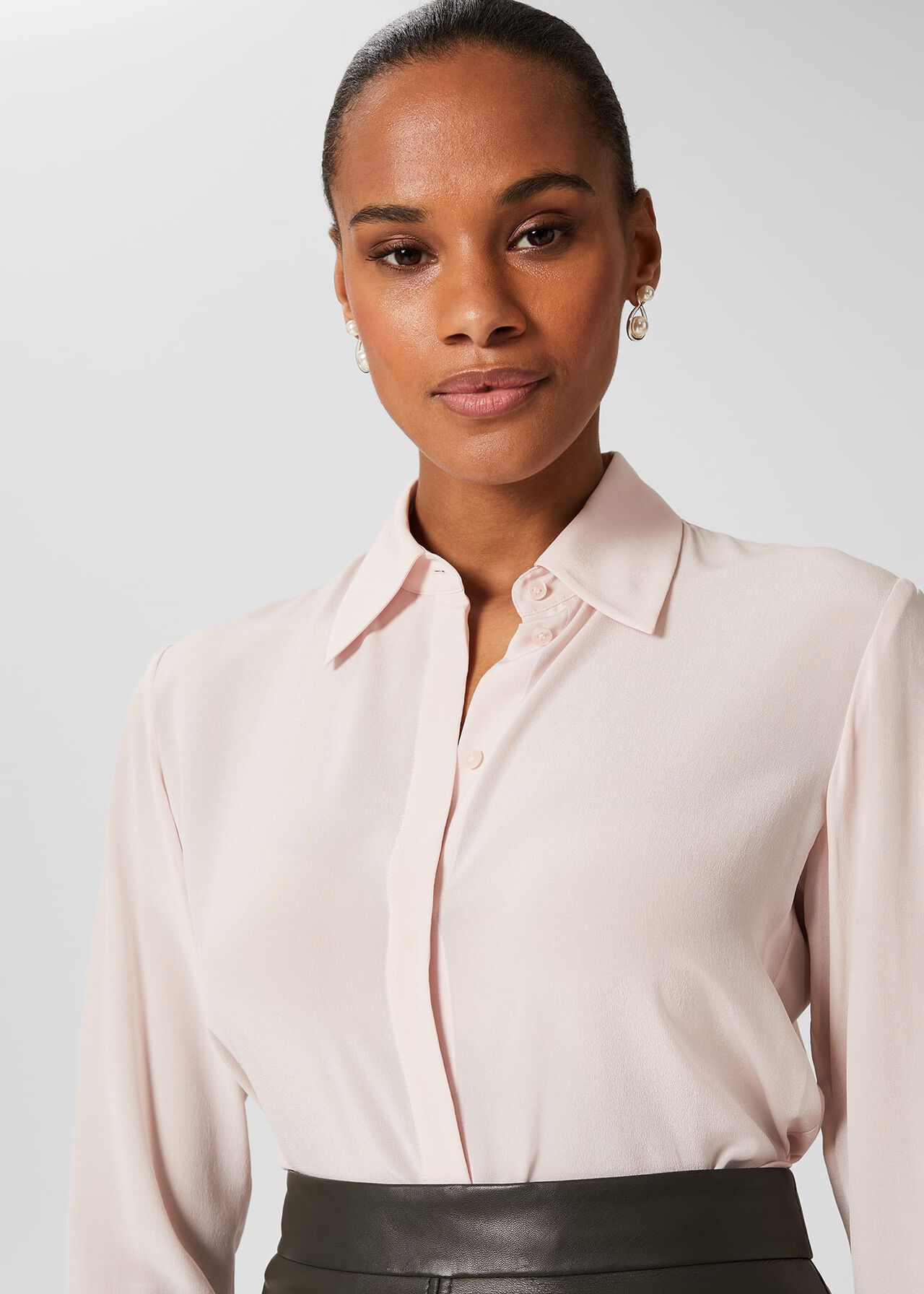 Eva Silk Shirt, Oyster Pink, hi-res