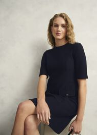 Adelaide Ponte Dress, Hobbs Navy, hi-res