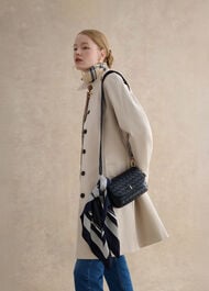 Milena Silk Scarf, Navy Ivory, hi-res