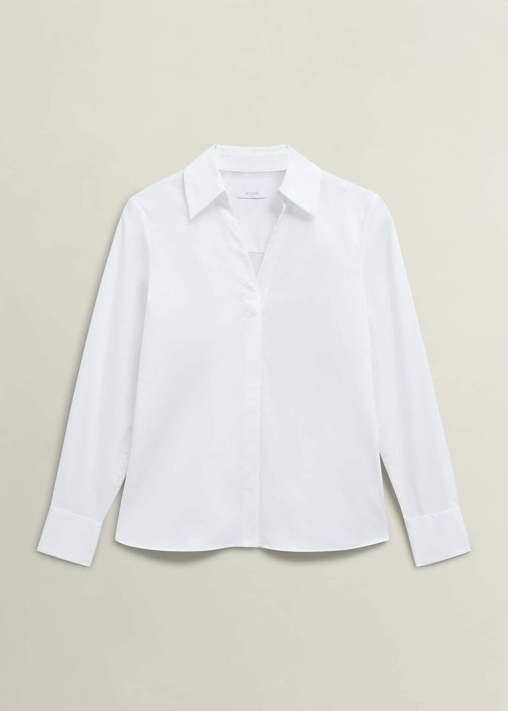 Lindsey Cotton Blend Shirt, White, hi-res