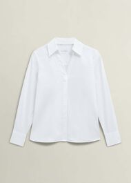 Lindsey Cotton Blend Shirt, White, hi-res