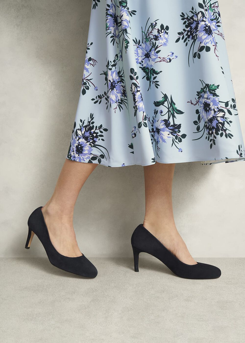 Lizzie Suede Court Shoes, Midnight Navy, hi-res