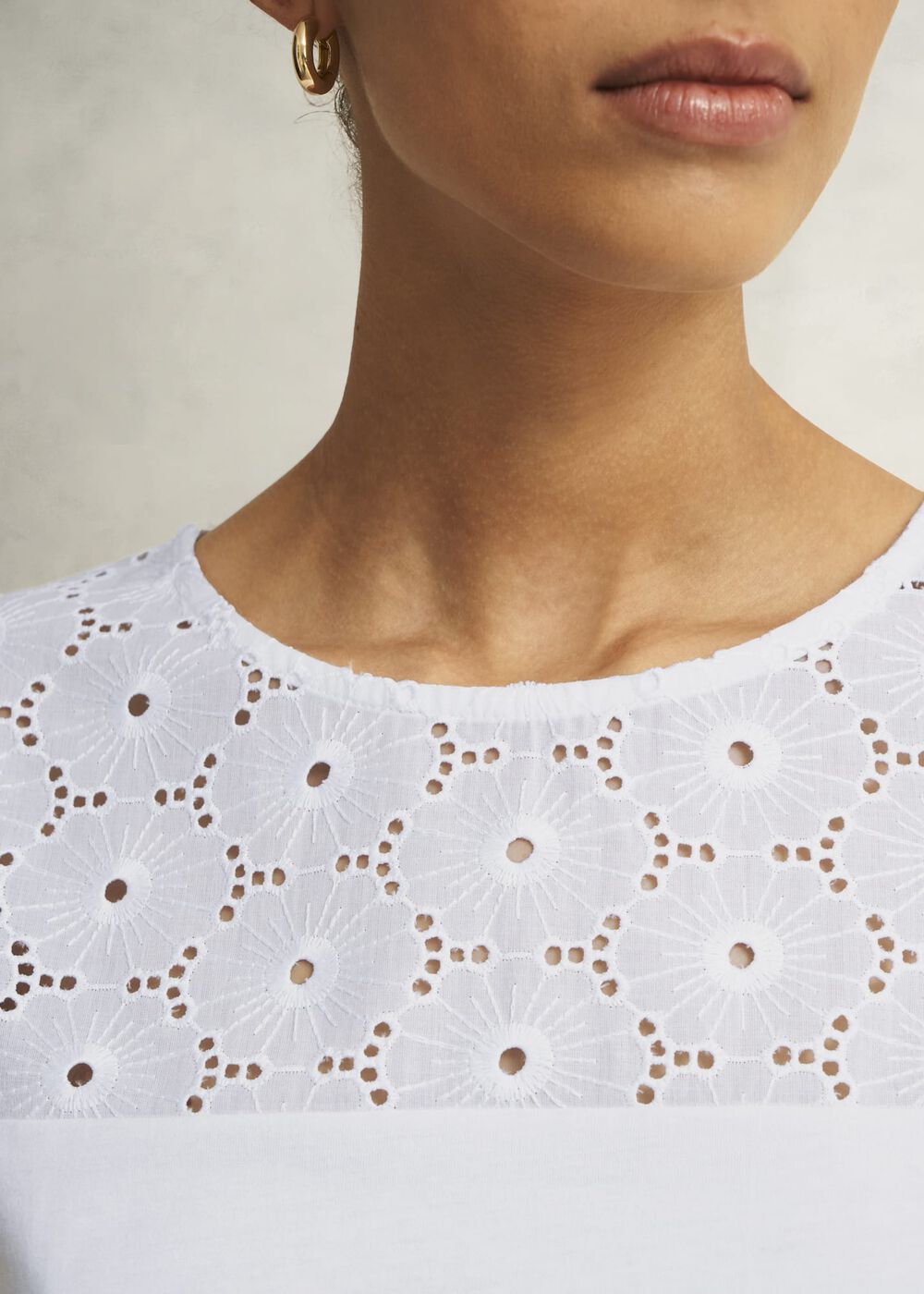 Thea Broderie Top, White, hi-res