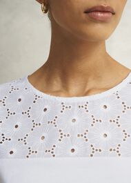 Thea Broderie Top, White, hi-res