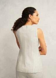Groombridge Linen Waistcoat, Ivory Navy, hi-res