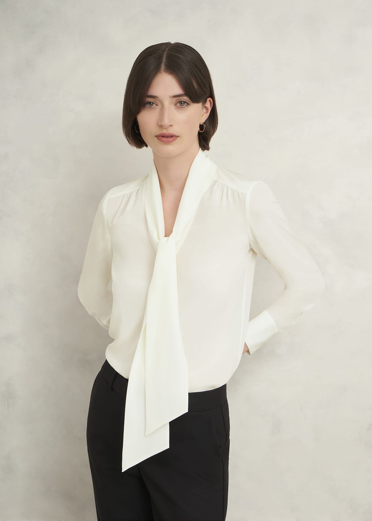 Mimi Silk Blouse, Ivory, hi-res