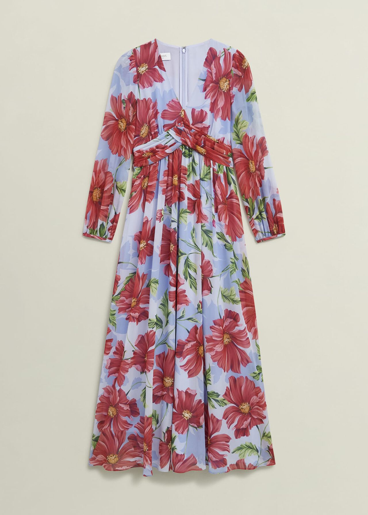 Amelie Twist Detail Dress, Blue Red, hi-res