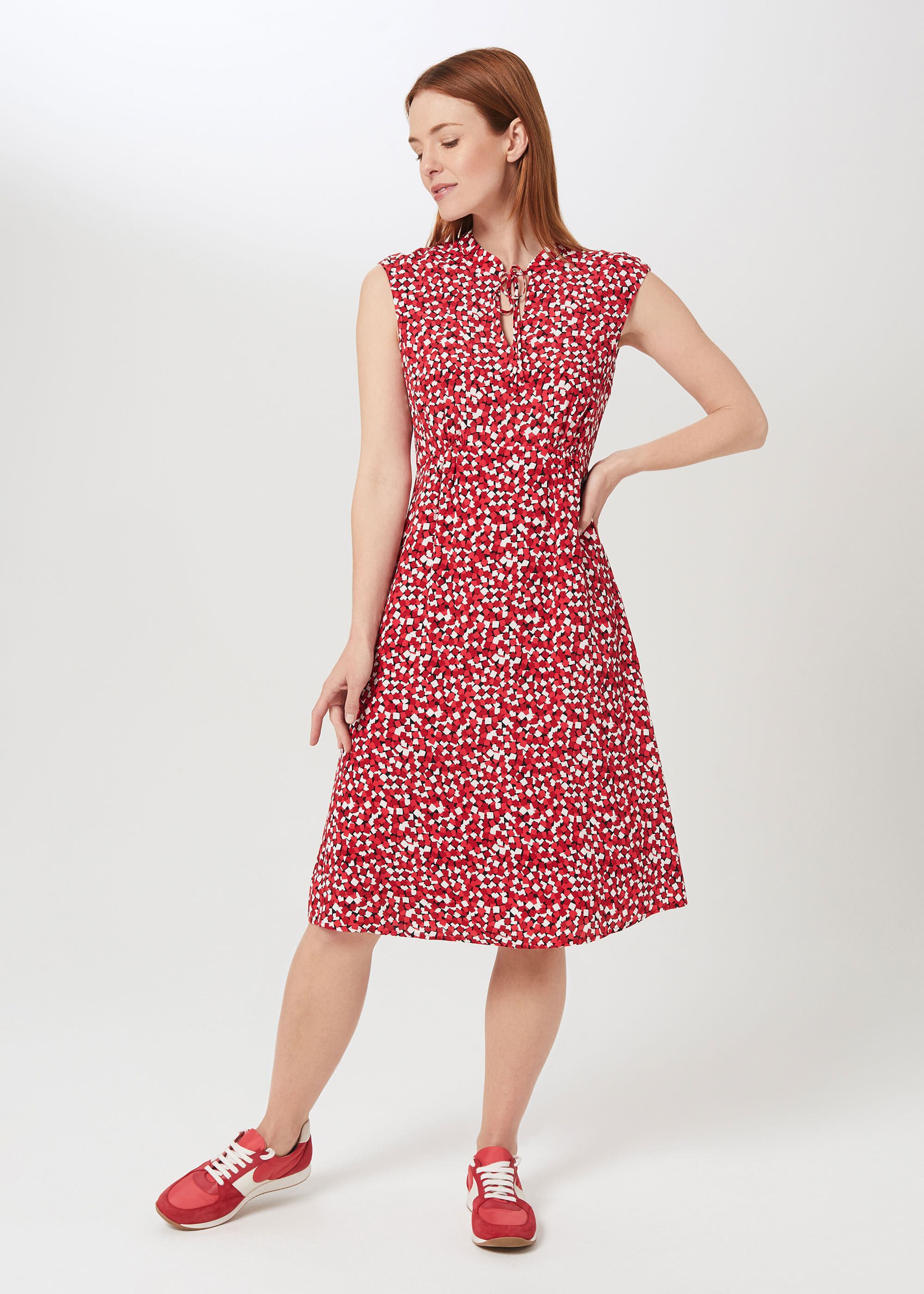 Hobbs red deals polka dot dress