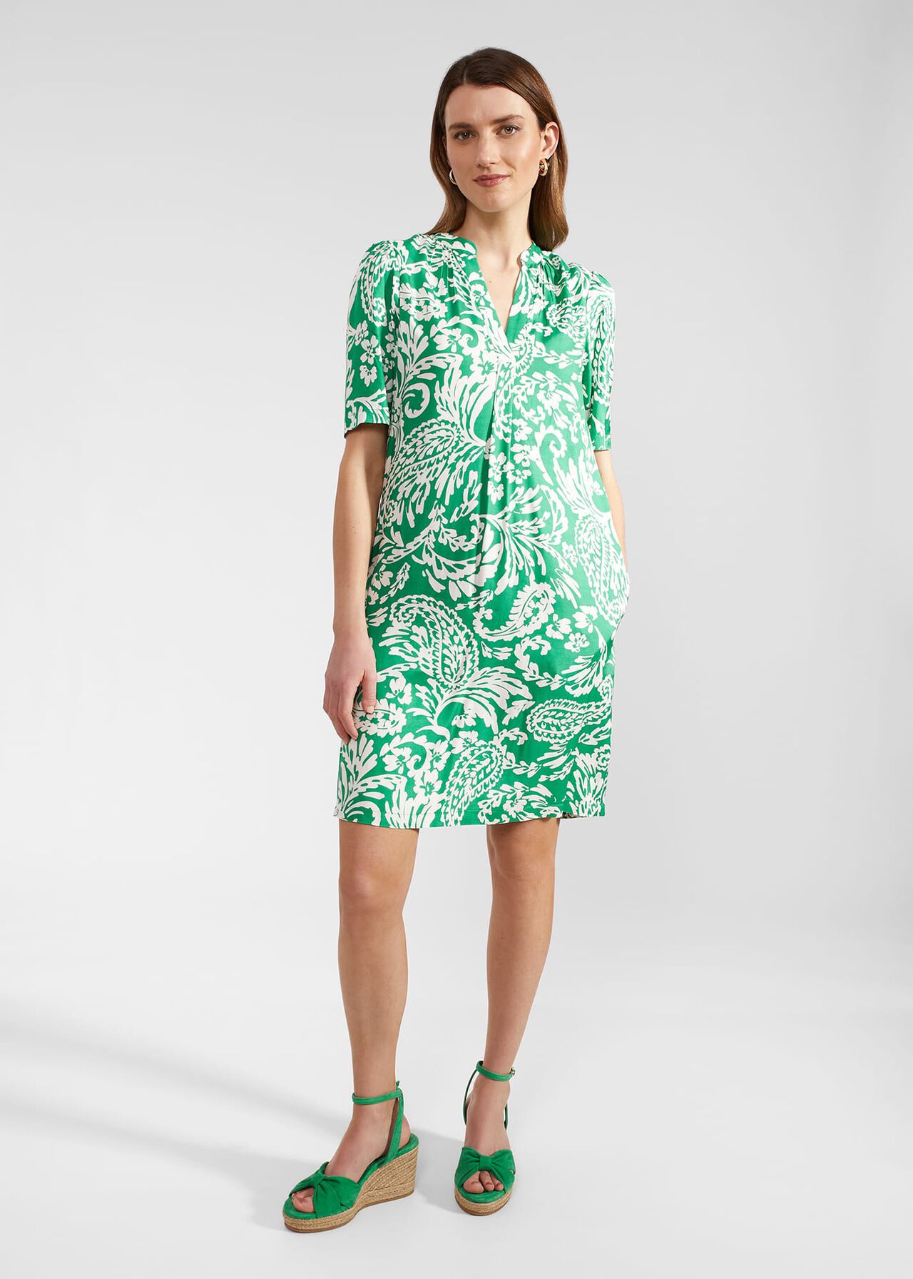 Lucille Dress, Green Ivory, hi-res