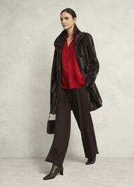 Petite Rosanne Faux Fur Coat, Alder Brown, hi-res