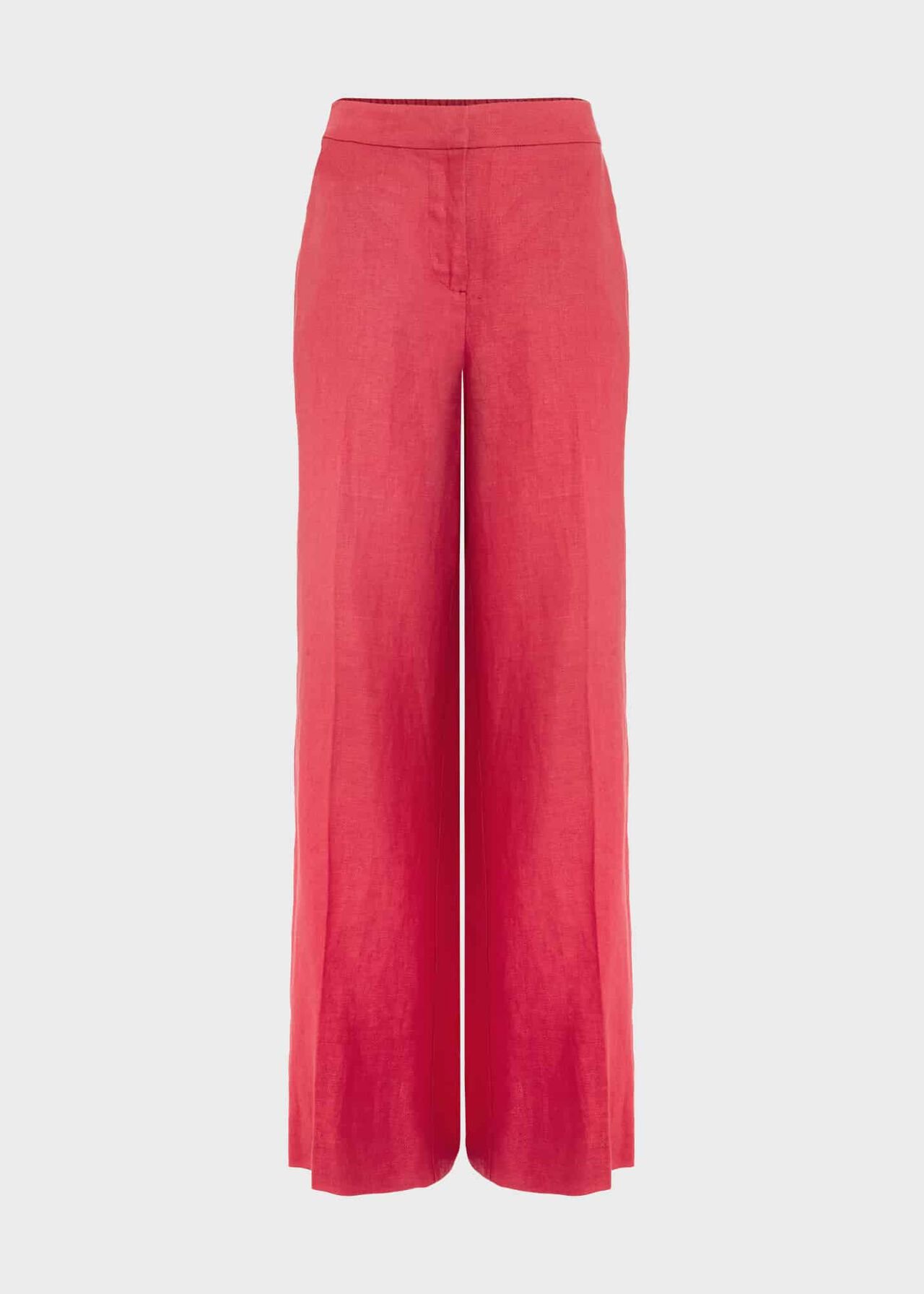 Petite Mirabel Wide Linen Trousers, Raspberry Pink, hi-res
