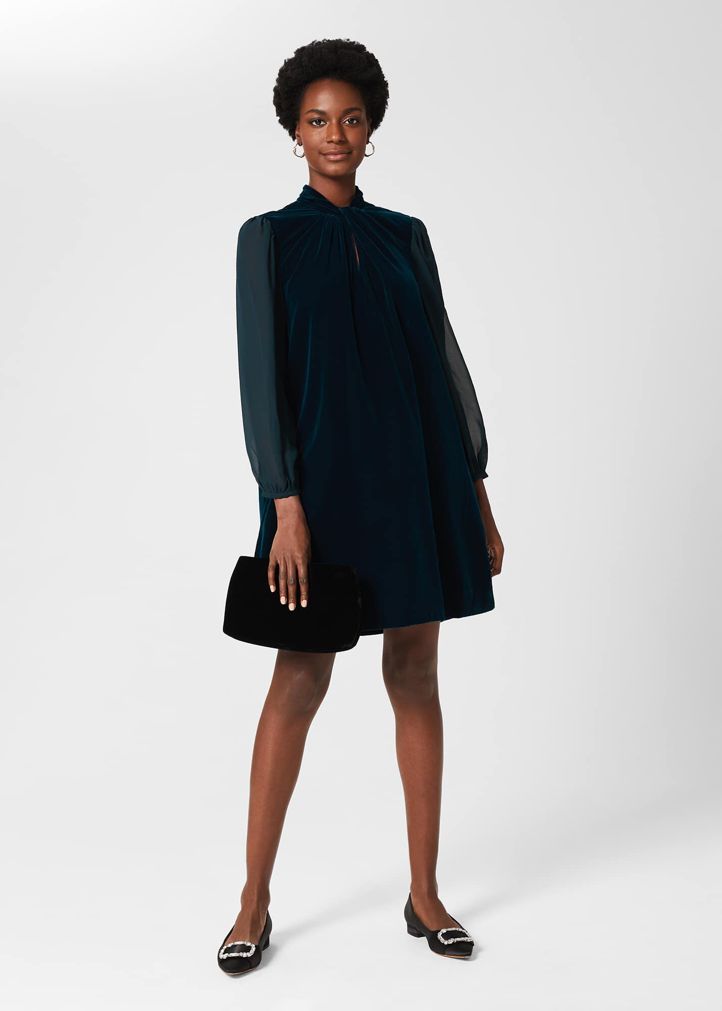 hobbs green velvet dress