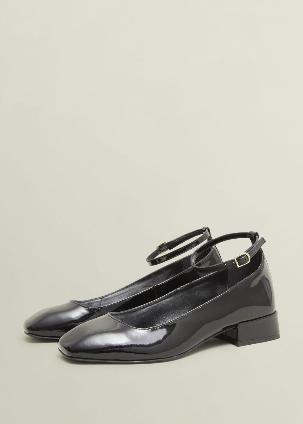 Athena Patent Heeled Shoes, Black, hi-res