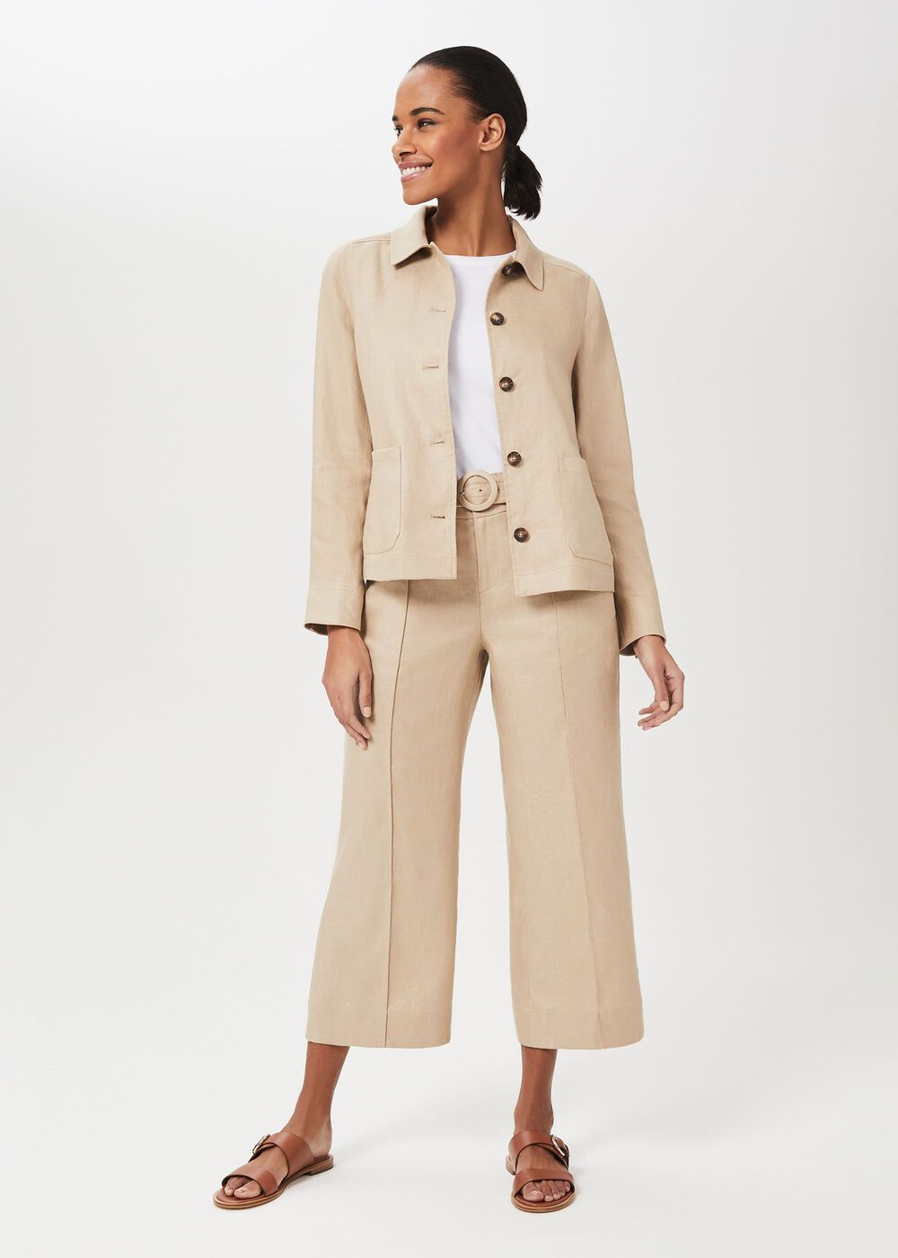 Kiera Linen Jacket, Sand, hi-res