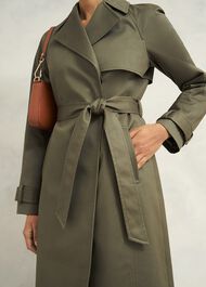 Rhian Shower Resistant Trench Coat, Olive Green, hi-res