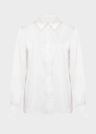 Macie Satin Shirt, Ivory, hi-res