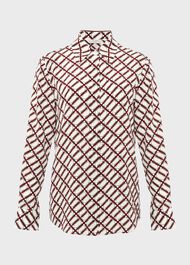 Eva Printed Silk Blouse, Ivory Multi, hi-res