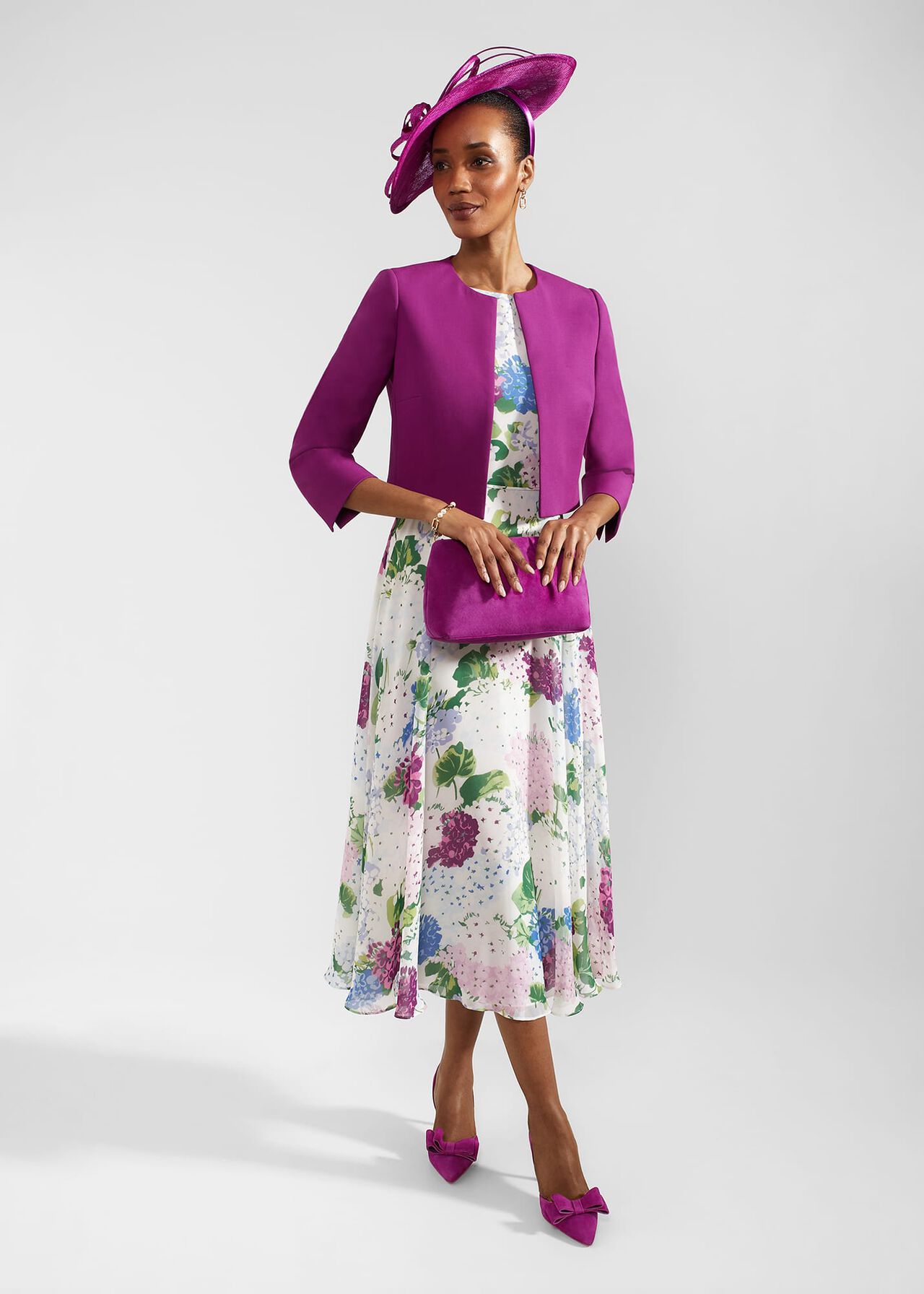 Petite Carly Floral Dress, Ivory Multi, hi-res