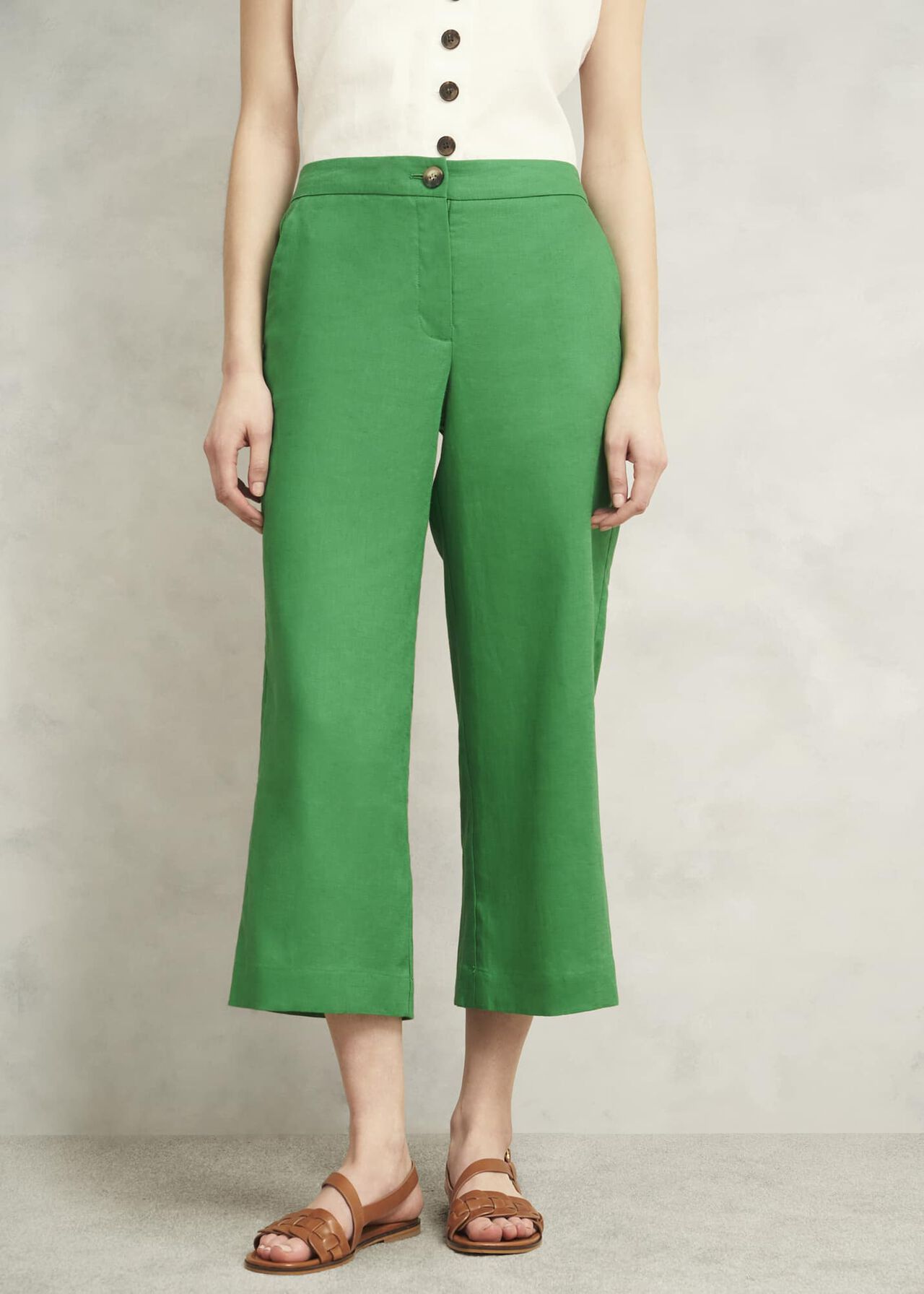 Lillie Linen Trousers, Green, hi-res