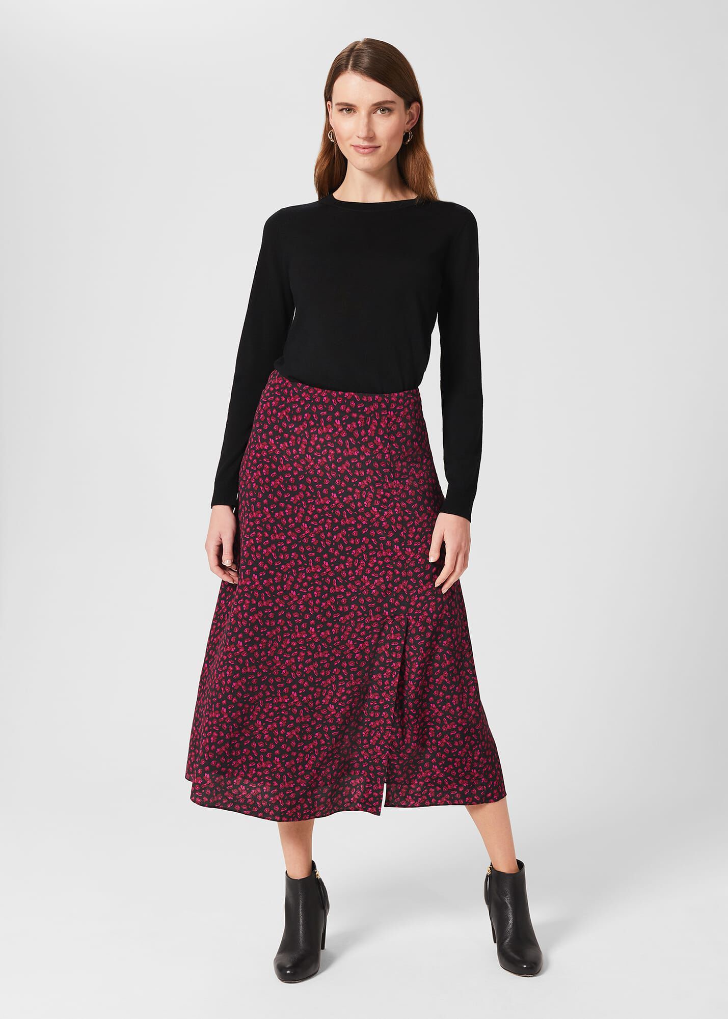 Hobbs black deals midi skirt
